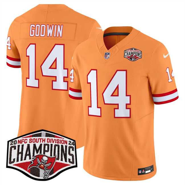 Men%27s Tampa Bay Buccaneers #14 Chris Godwin Orange F.U.S.E. 2024 NFC South Champions Limited Stitched Jersey